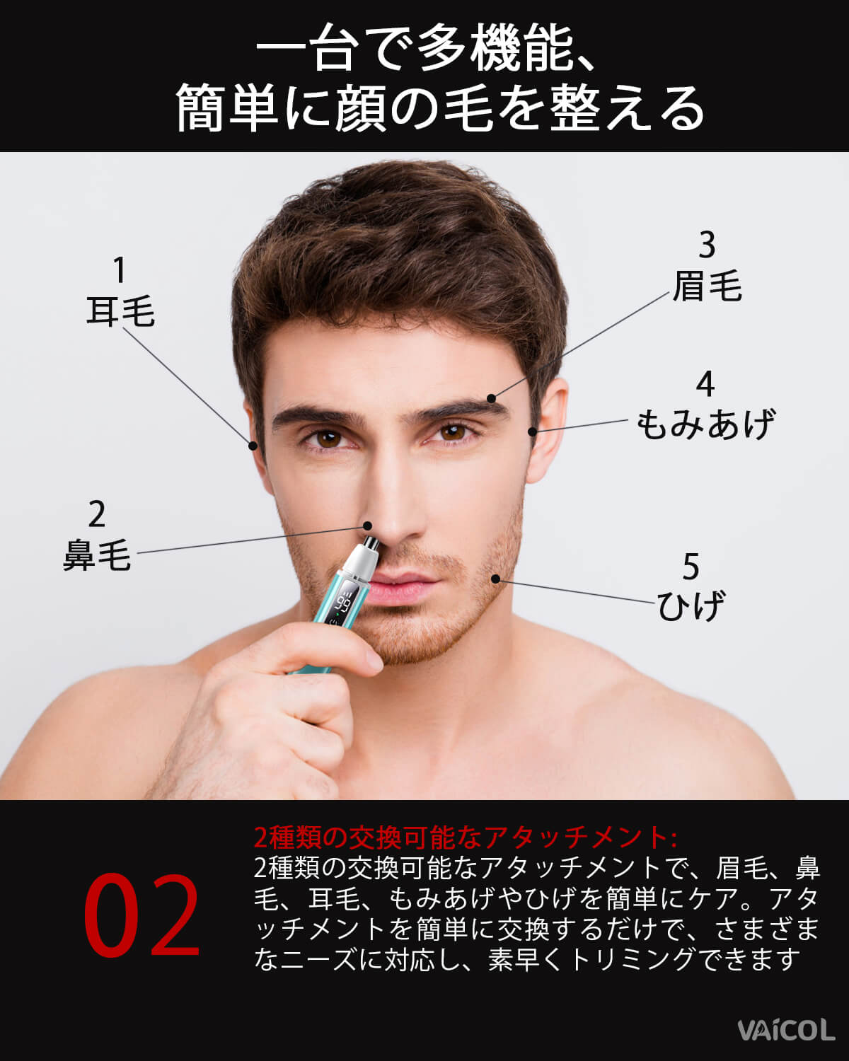 鼻毛カッター 充電式 革新&LCD画面 鼻毛カッター メンズ 耳毛カッター 持ち運び便利 低騒音 1台多役 耳毛処理 エチケットカッター 眉毛シェーバー 鼻毛シェーバー 取替え用カッター 男女兼用 耳毛 鼻毛切りプレゼント NH06