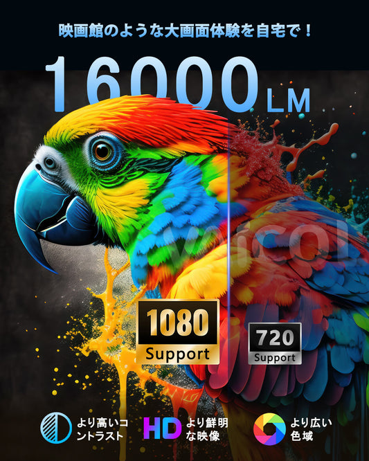 プロジェクター 家庭用 Android TV搭載・270°回転・自動台形補正 16000LM 1080P Wi-Fi6 4K対応 プロジェクター 小型 天井投影 Bluetooth5.4 HiFiスピーカー内蔵 ホームプロジェクター 50%ズーム機能 スマホ/ノートパソコンに対応