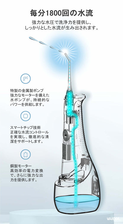 ジェットウォッシャー 口腔洗浄器 300ml Type-C充電式 ウォーターピック デンタルフロス 旅行にも家にも使える ウォーターフロス ノズル4本 4つのモード IPX7防水 タンク取り外し可能 強力な洗浄力 コードレス 口内洗浄器 CYL9